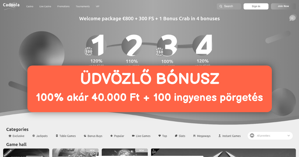 Cadoola Casino welcome bonus
